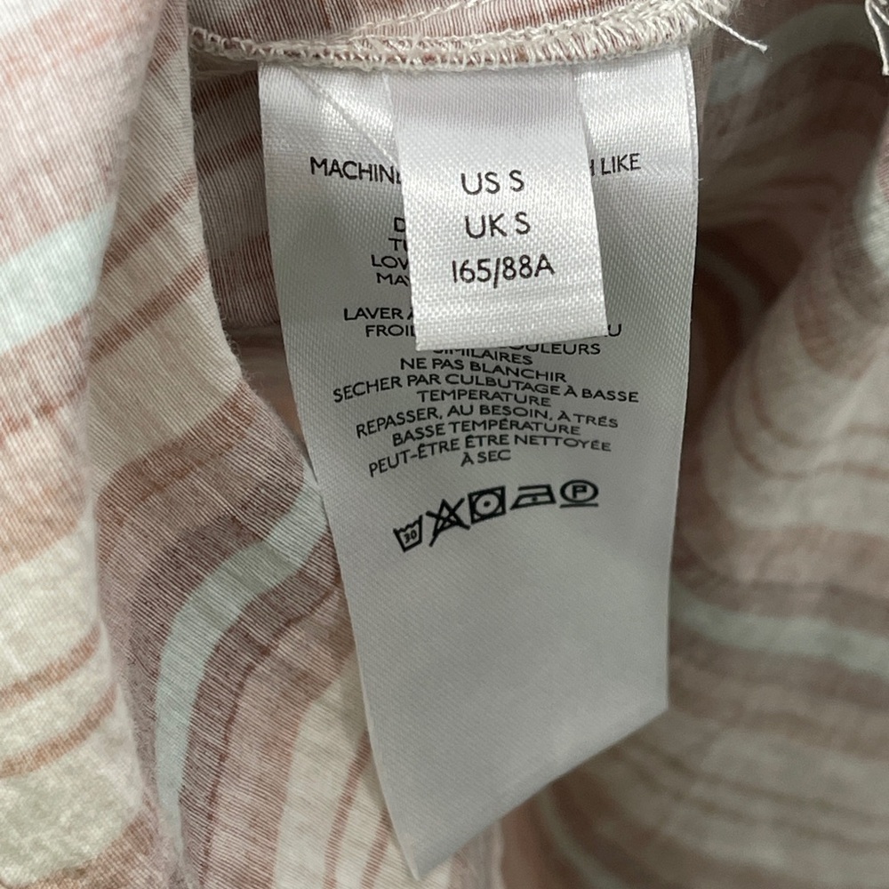 We The Free People Oversized Short Sleeve Button Down Striped Shirt Sz Small - Picture 6 of 8